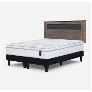Cama Europea Rosen Art 4 / 2 Plazas / Base Dividida  + Respaldo Ferrara Gris