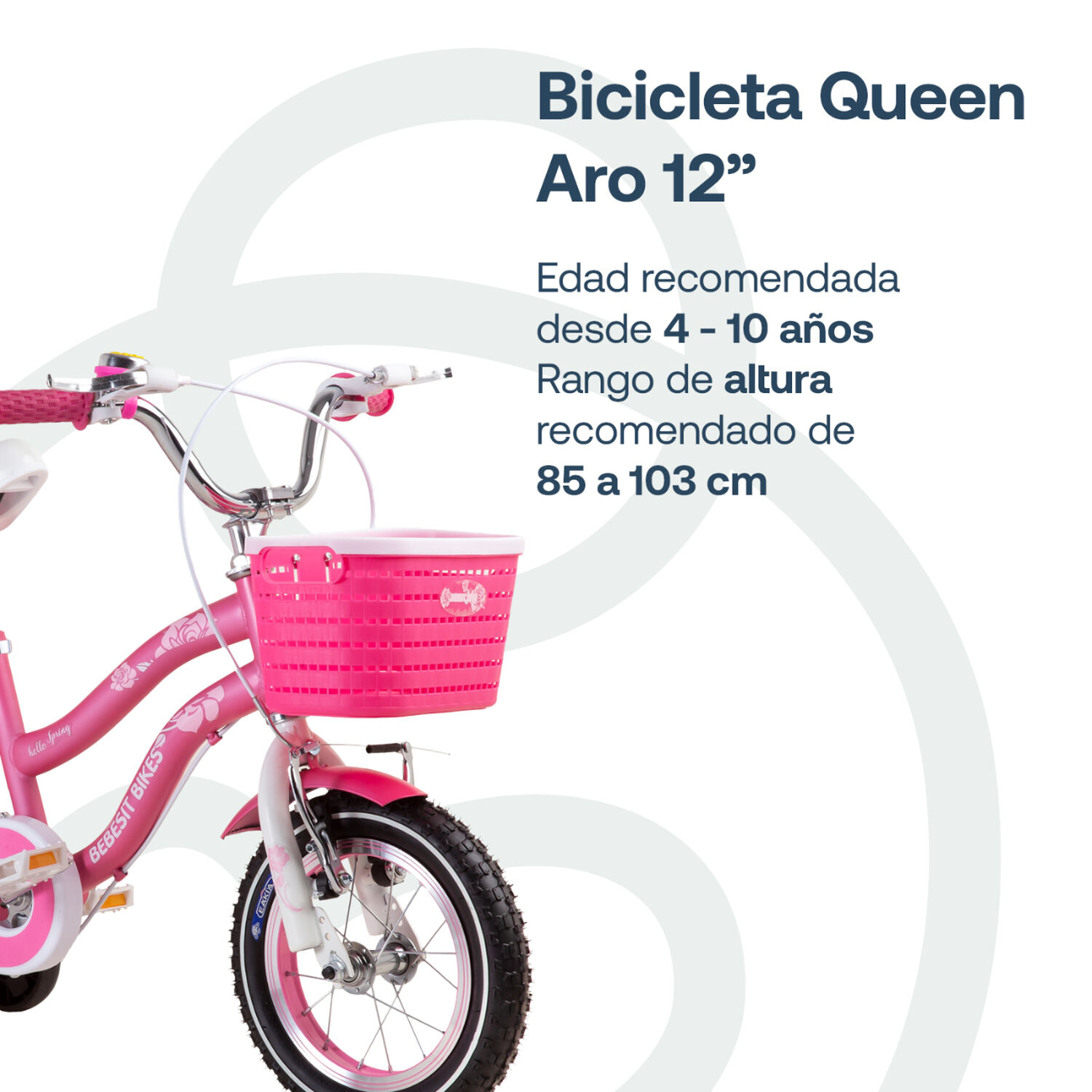 Bicicleta Infantil Queen Aro 12 Rosada Bebesit image number 2.0