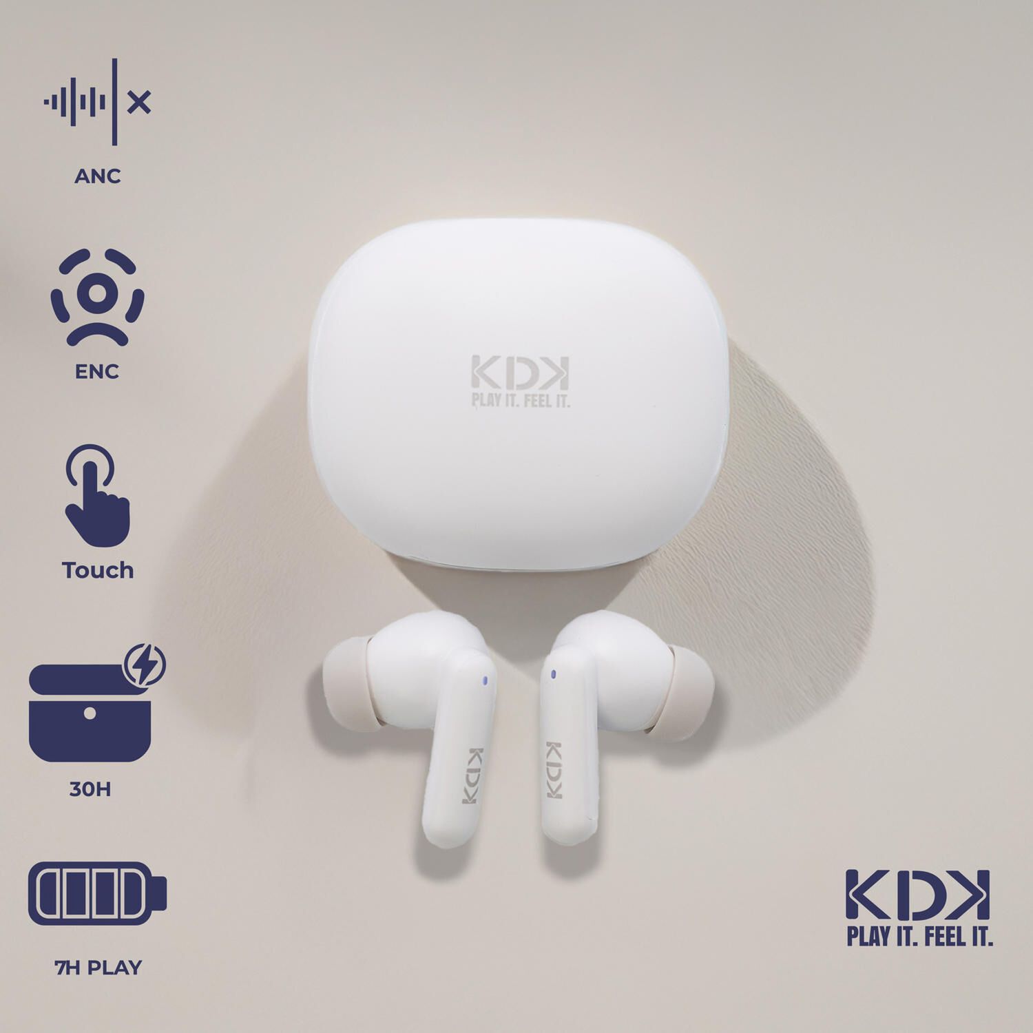 Audifonos Inal&aacute;mbricos Bluetooth Kdk Echo Pro Blanco image number 5.0