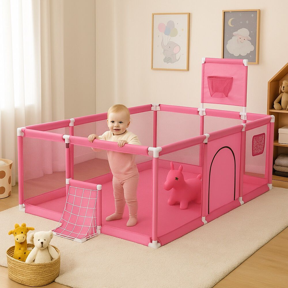 Corral Infantil 128cm Con Aro De B&aacute;squet Y Puerta Segura image number 2.0