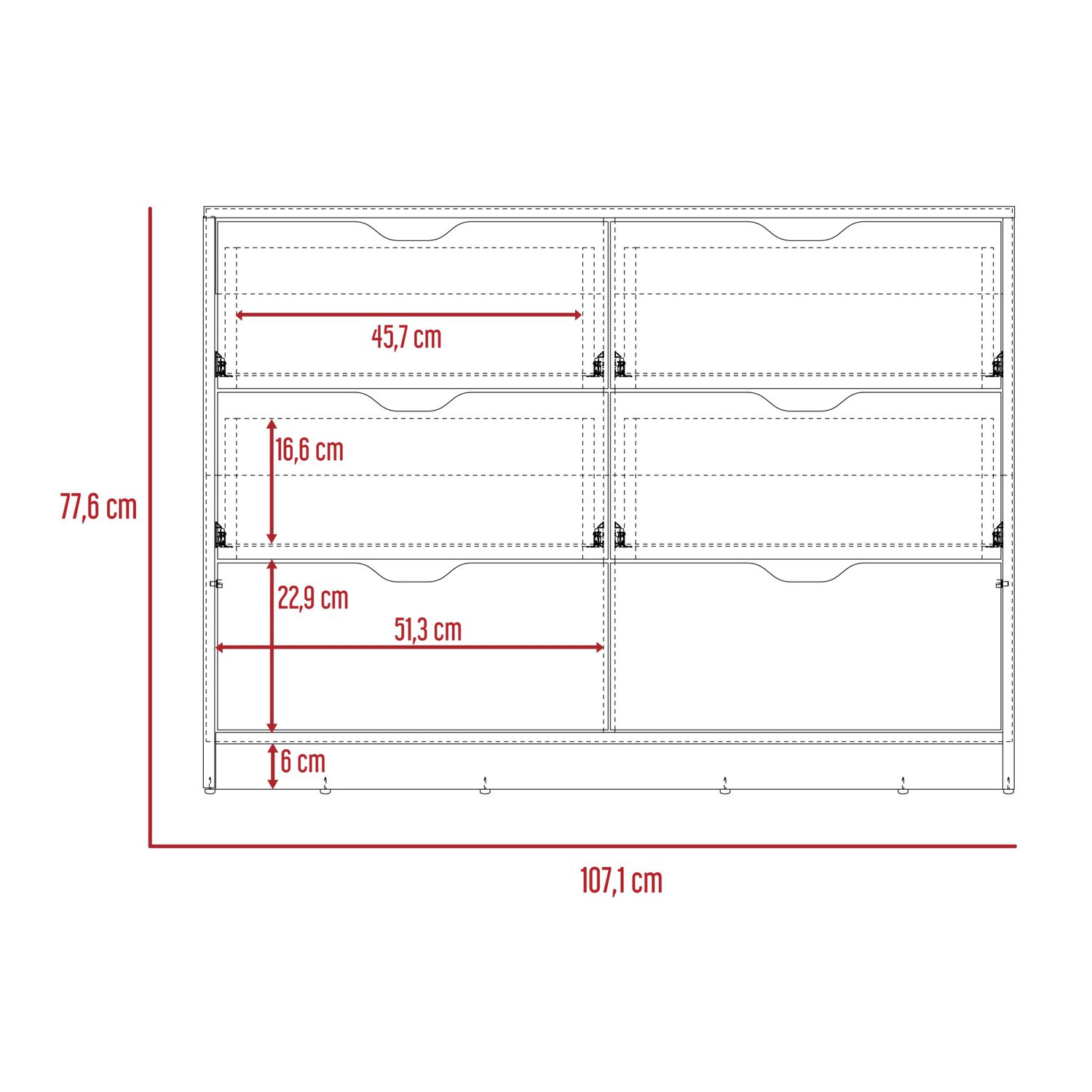 Mueble Comoda 4 Cajones 2 Puertas 77,6x107,1x41,6 Cm Caf&eacute; Claro image number 7.0