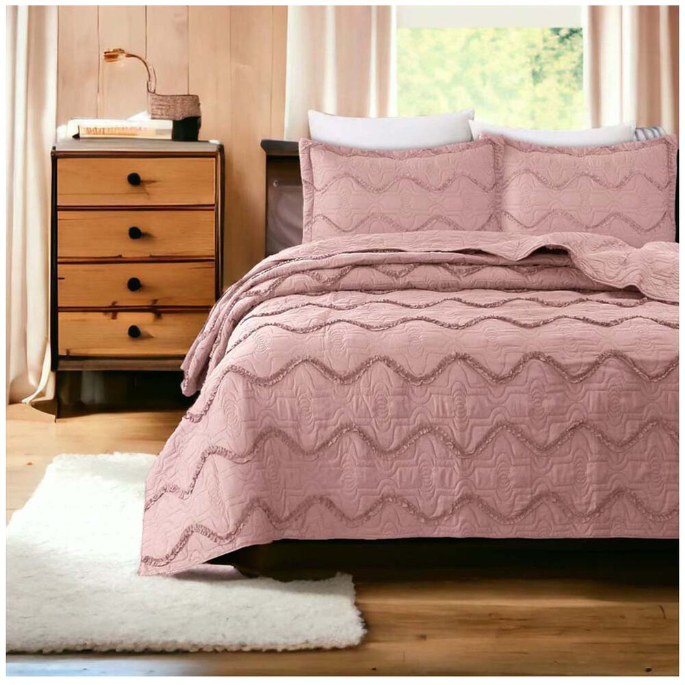 Cubrecama Bordado Premiun 2 Plazas Rosado image number 0.0