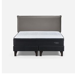 Cama Europea Rosen Tempo / 2 Plazas / Base Dividida + Respaldo Maurice Gris
