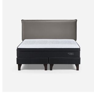 Cama Europea Rosen Tempo / 2 Plazas / Base Dividida + Respaldo Maurice Gris