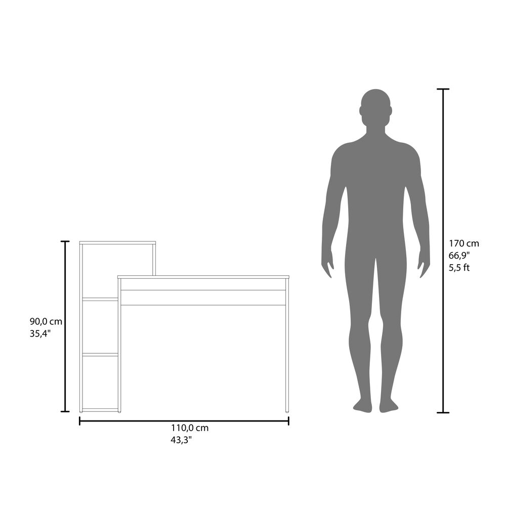 Escritorio 90x110x40 Cm Biblioteca 3 Repisas image number 6.0