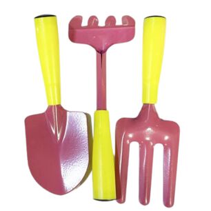 Mini Set De Herramientas De Jardin Con Mango Amarillo Y Rosa
