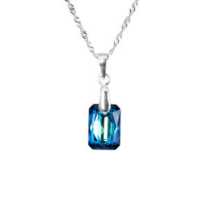 Collar Estefan&iacute;a Cristal Genuino Bermuda Blue