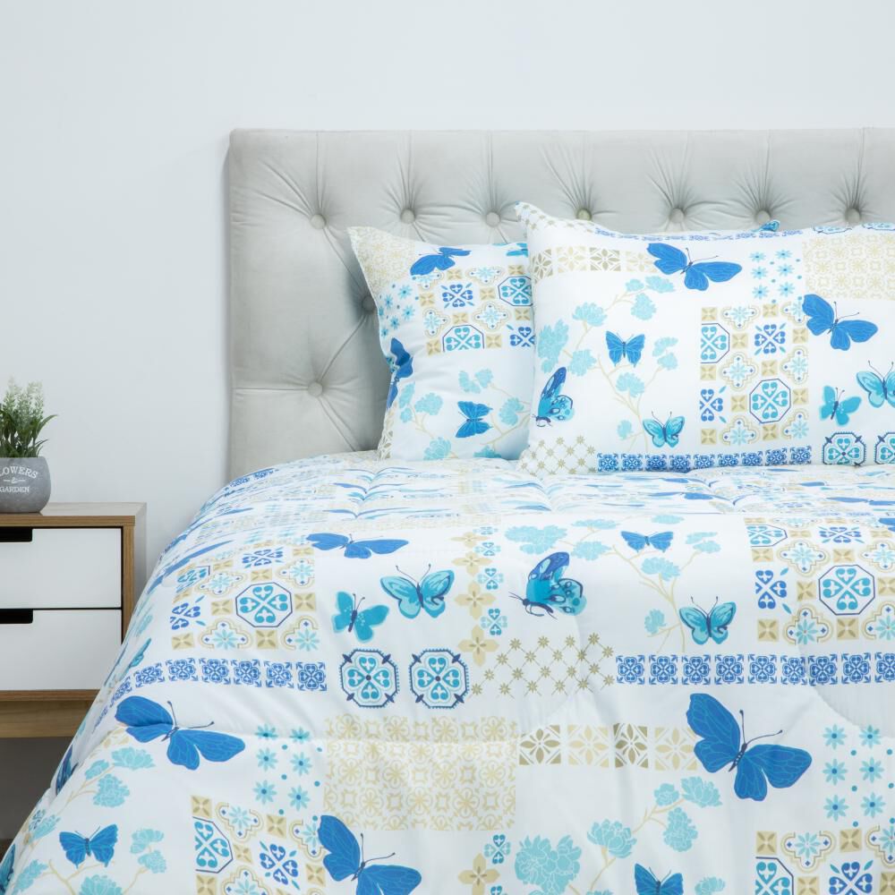 Set Plumón + 2 Almohadas Casaideal Mariposa Azul / 2 Plazas image number 0.0