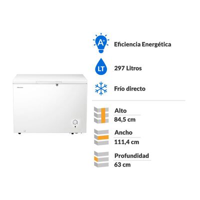 Freezer Horizontal Hisense FC-39DD / Frío Directo / 297 Litros / A+