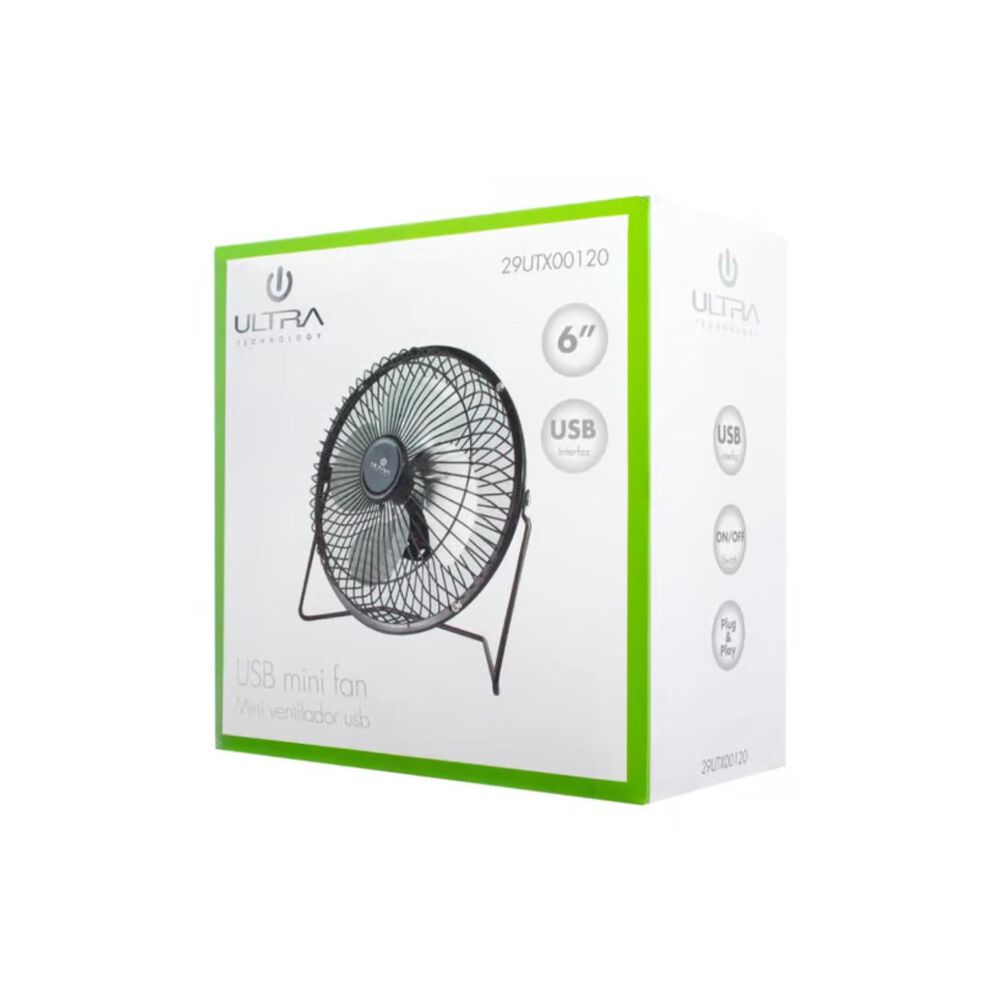 Mini Ventilador 6" De Mesa Usb Negro image number 2.0