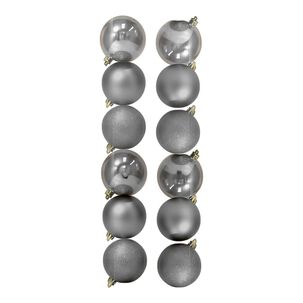 12 Bambalinas Navideña Esfera 4cm Plateado Adorno Decoración