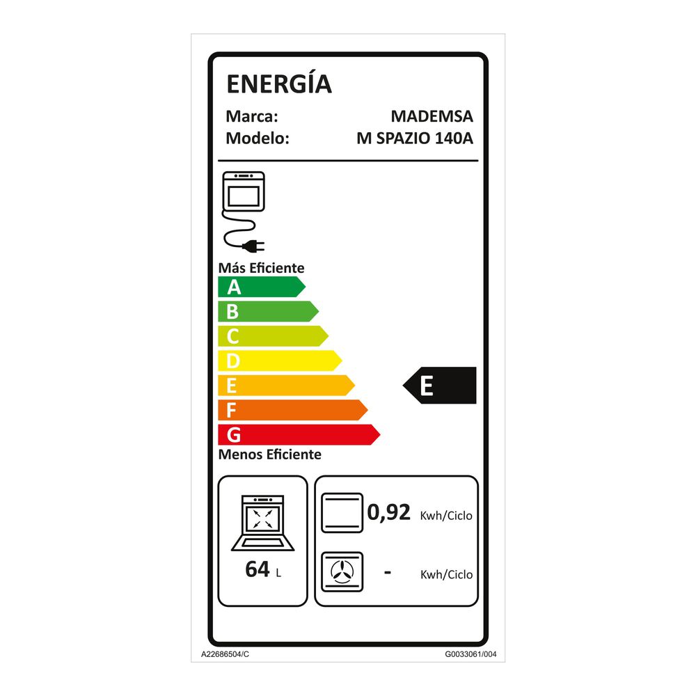 Horno Empotrable El&eacute;ctrico 66l Timer M Spazio 140a Negro image number 11.0