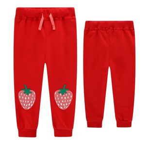 Pantalón Buzo Niña 100% Algodón Rojo Frutillas