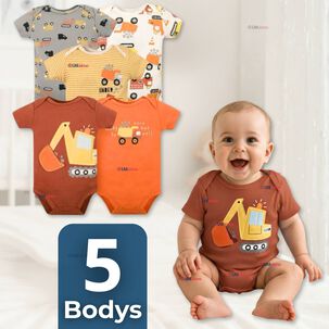 Pack 5 Bodys Ni&ntilde;o Manga Corta Tedmimak 100% Algod&oacute;n Building Adventures