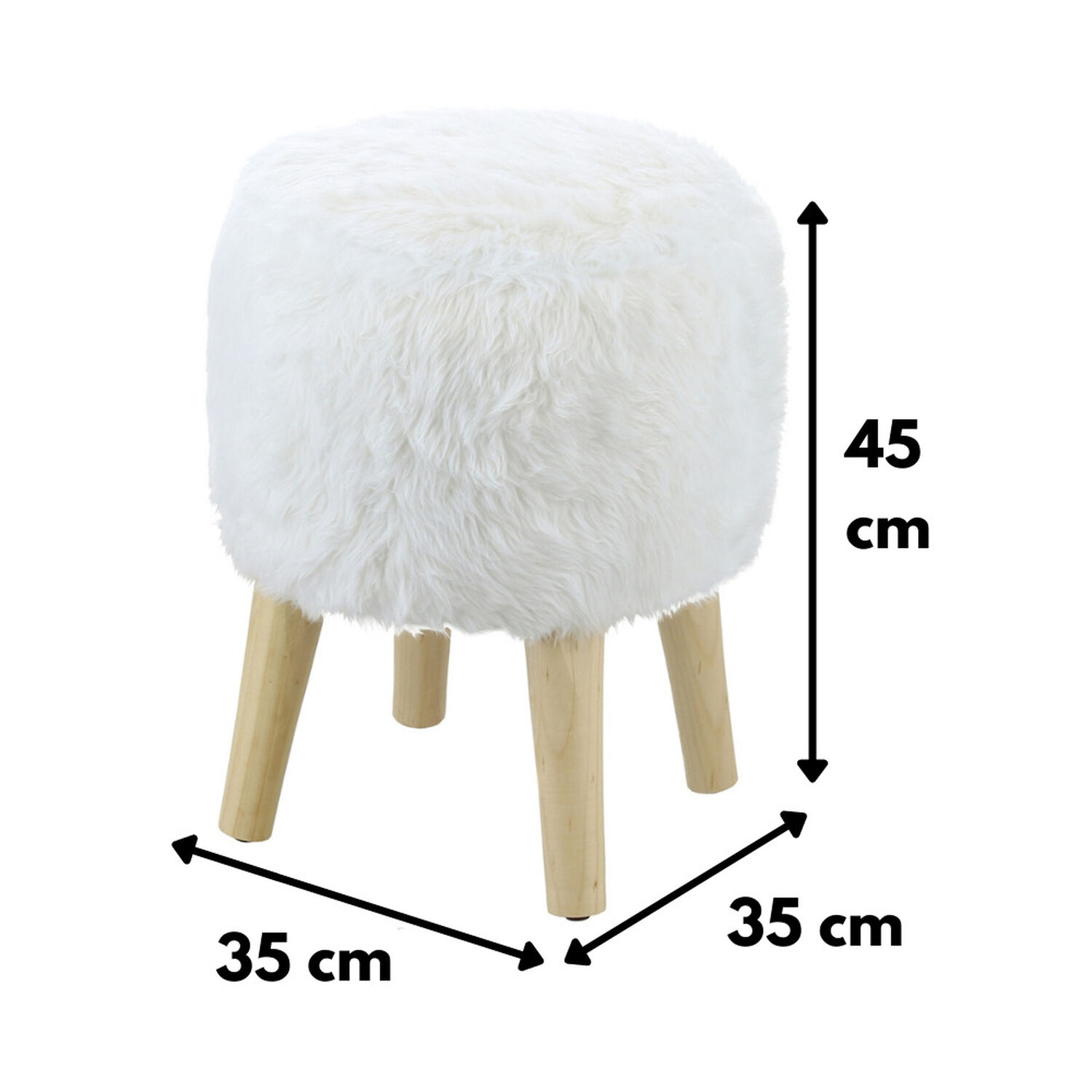 Pouf Bird Blanco Piel Sint&eacute;tica 35x35x45 Cm M&aacute;xima Design image number 3.0