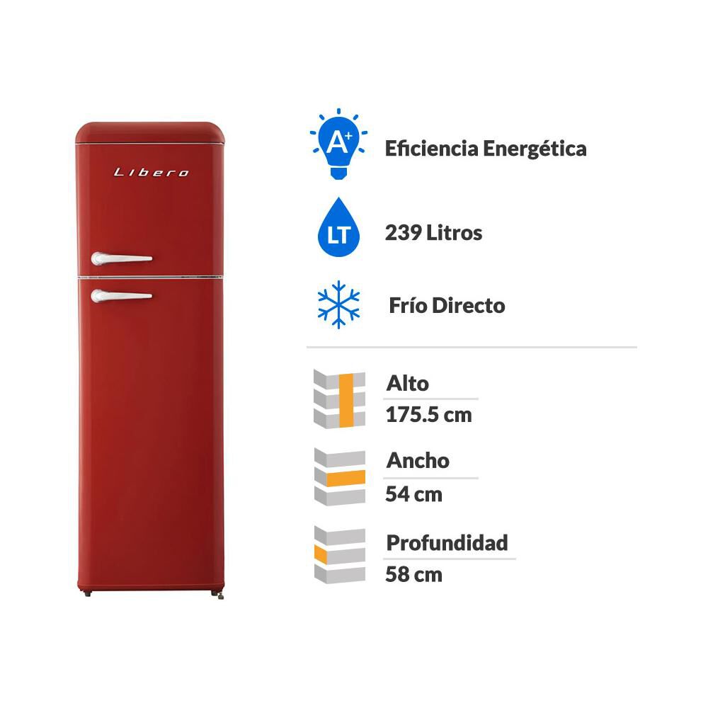 Refrigerador Top Freezer Libero LRT-280DFRR / Frío Directo / 239 Litros / A+ image number 1.0