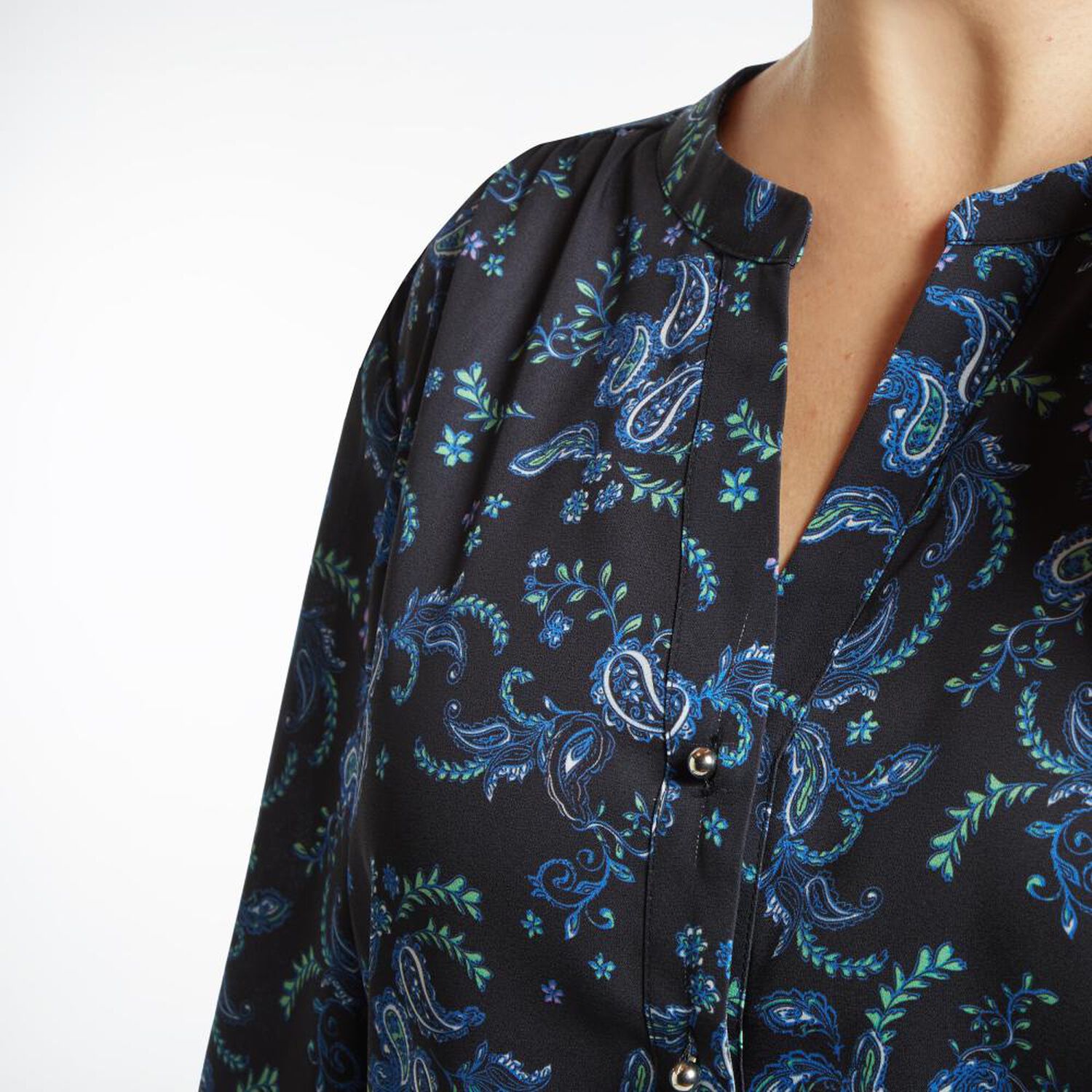 Blusa Print Abotonada Manga 3/4 Cuello Mao Mujer Lesage image number 4.0