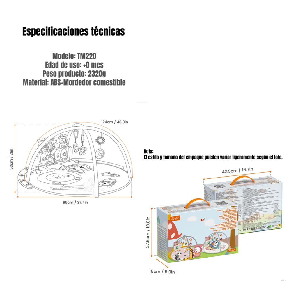 Gimnasio Bluetooth Musical Piano Con Control Tm220 Lubabycas image number 7.0