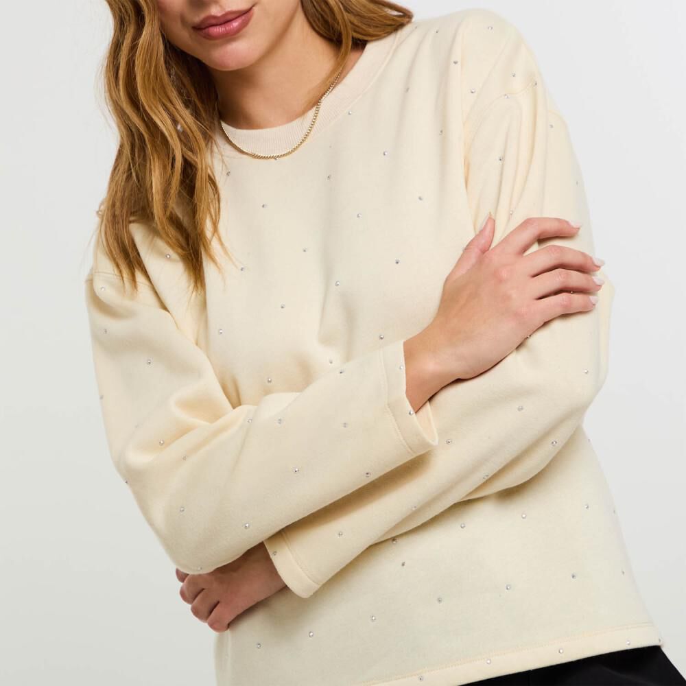 Polerón Estampado Aplicación Folia Y Strass Cuello Redondo Mujer Kimera image number 4.0