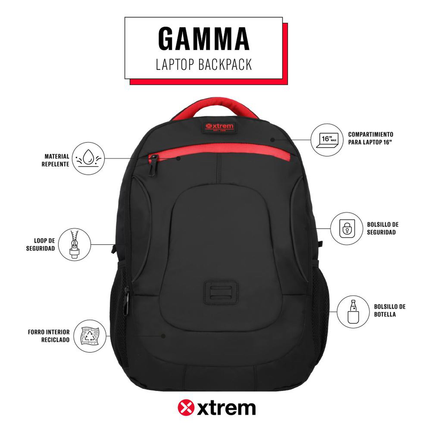 Mochila Notebook Xtrem Gamma 5xt 16" image number 9.0
