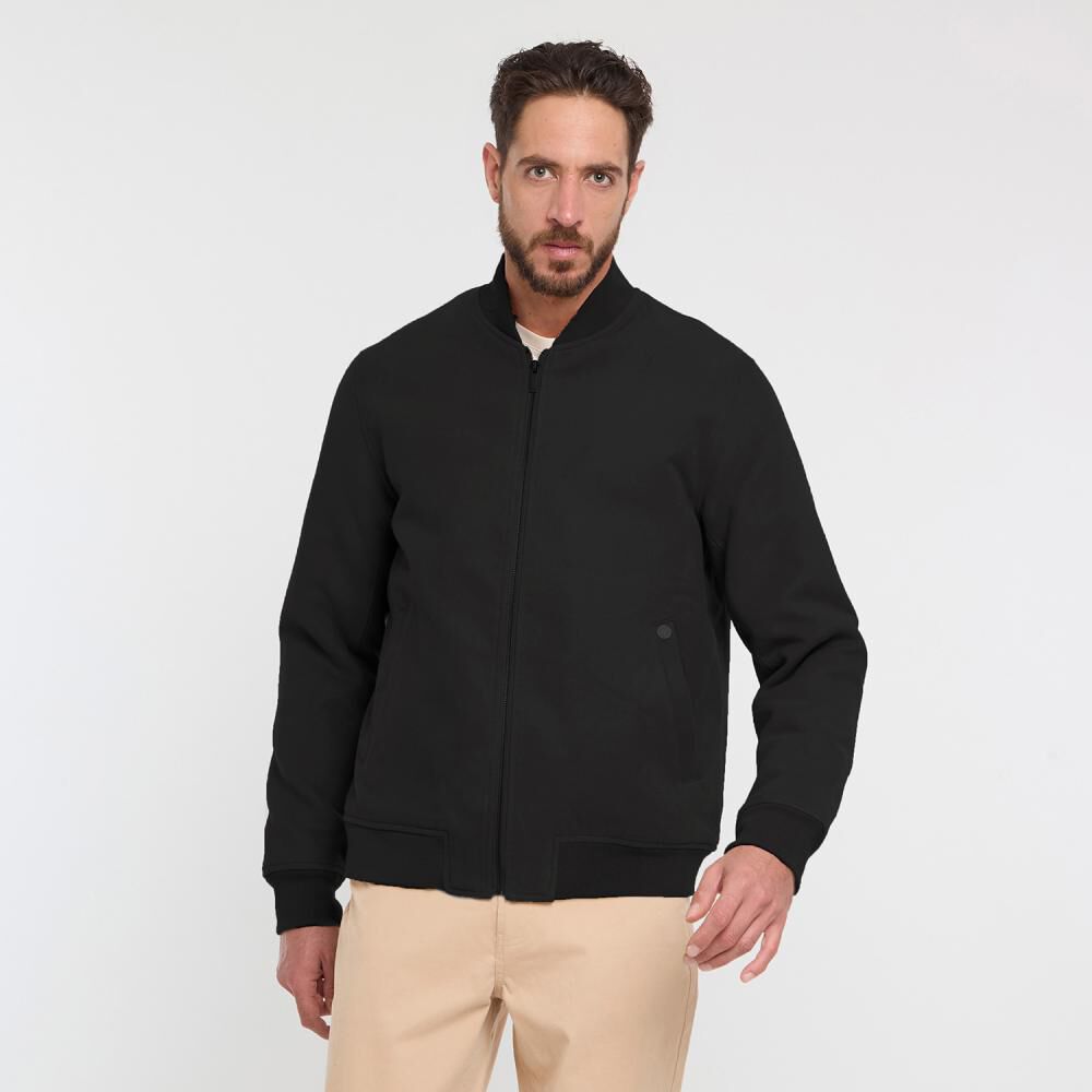 Chaqueta Lisa Slim Cuello Redondo Hombre Az Black image number 0.0