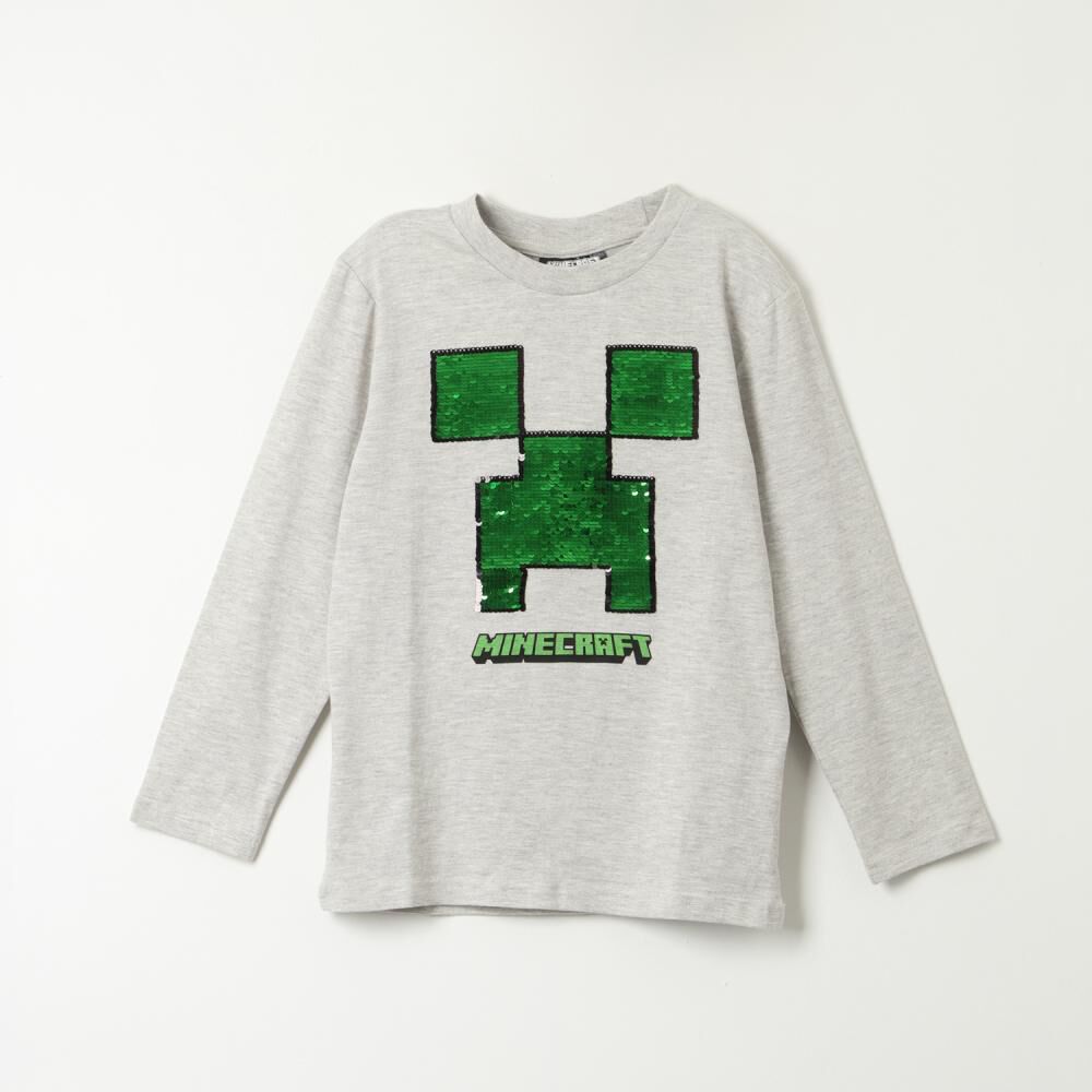 Polera Manga Larga Niño Reversible Sequ Minecraft image number 0.0