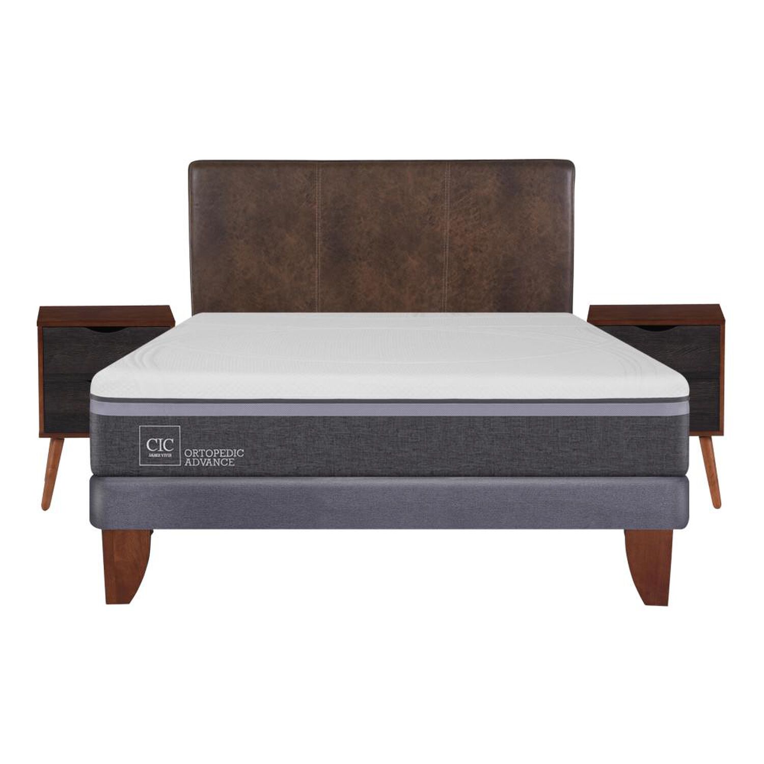 Cama Europea Cic Ortopedic Advance / 2 Plazas / Base Normal  + Set De Maderas image number 0.0