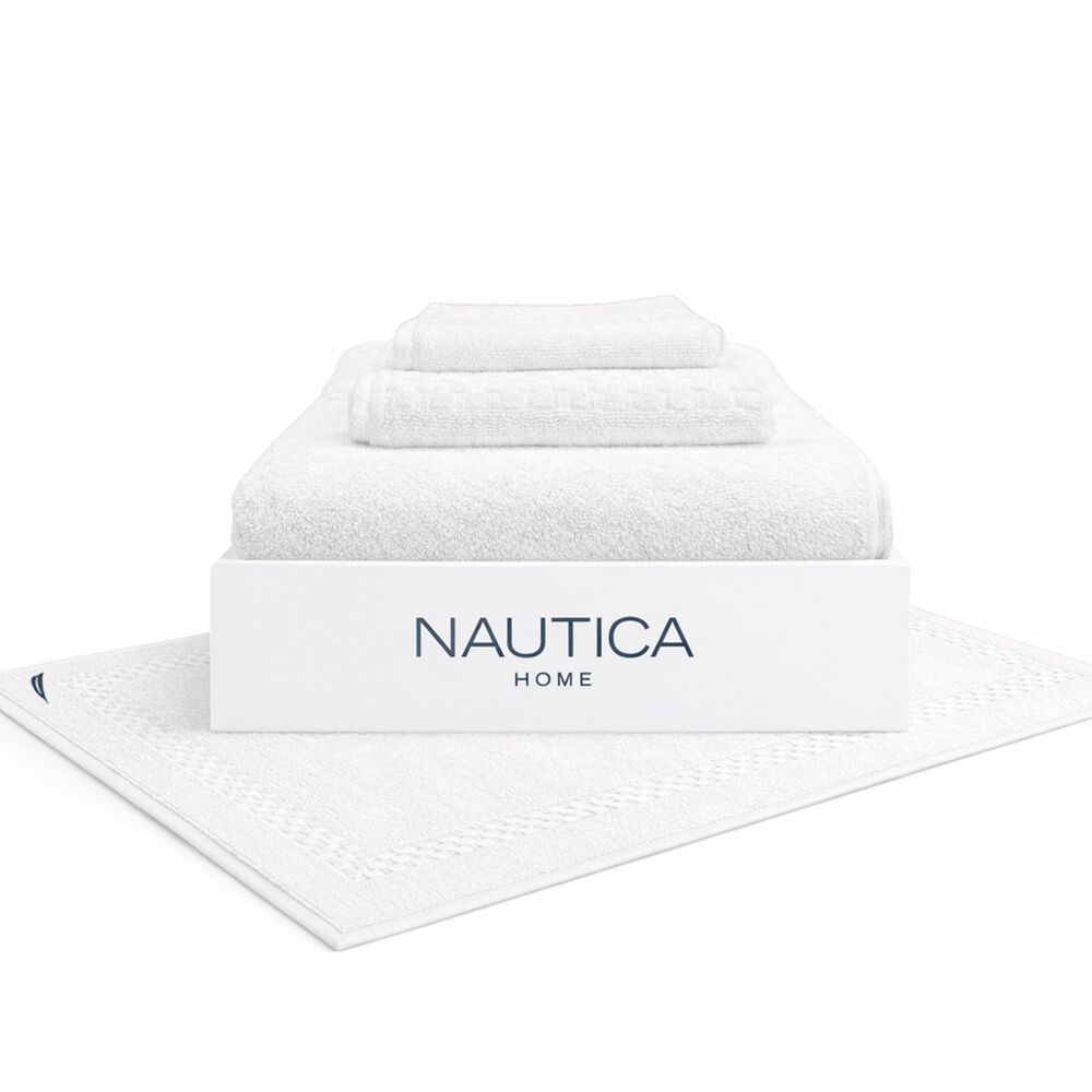 Set 4 Toallas Nautica Signature Cara+mano+cuerpo+piso 100% Algod&oacute;n Alta Calidad Blanco image number 0.0