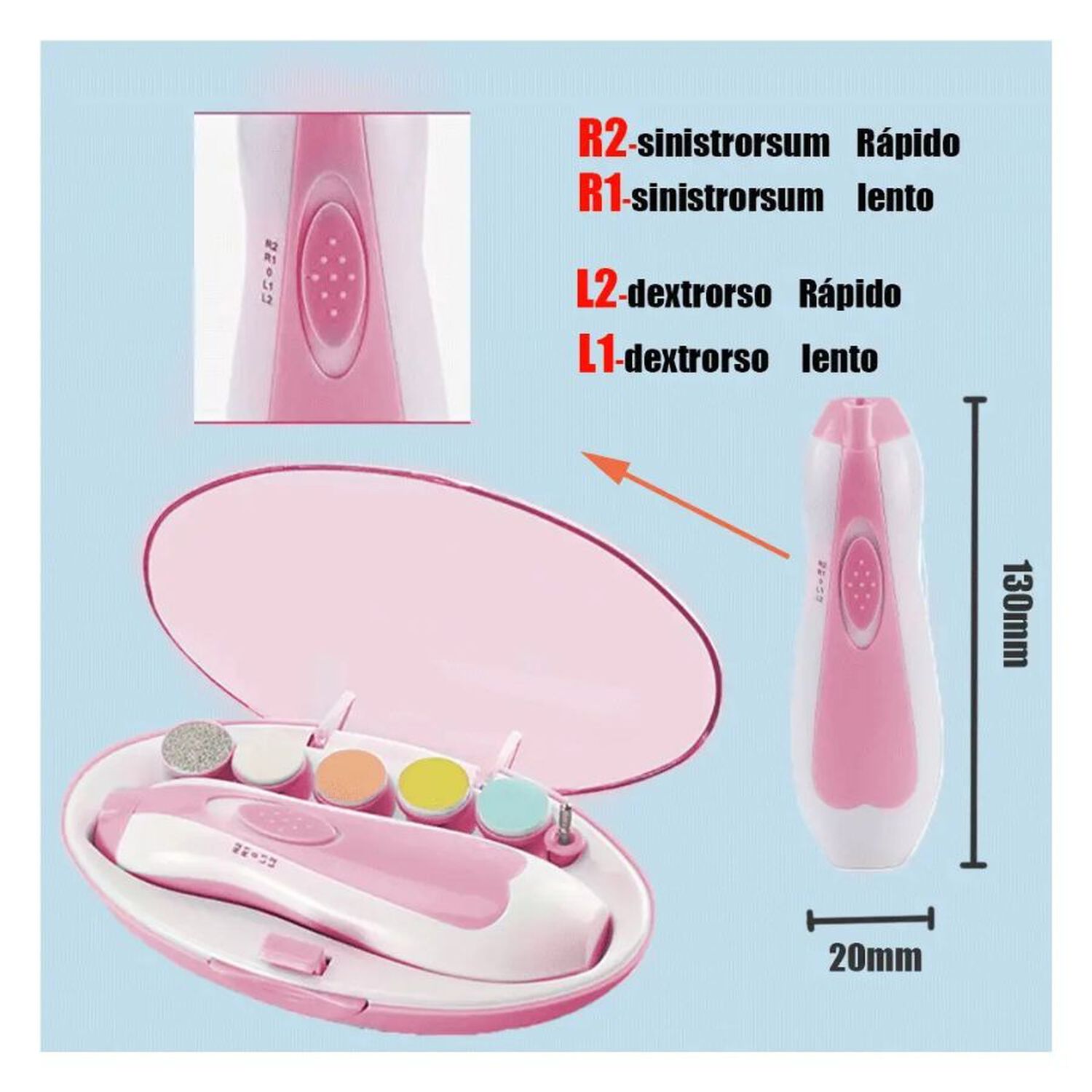 Kit De Manicura El&eacute;ctrico Para Beb&eacute; Cortau&ntilde;as Seguro 6en1 image number 4.0