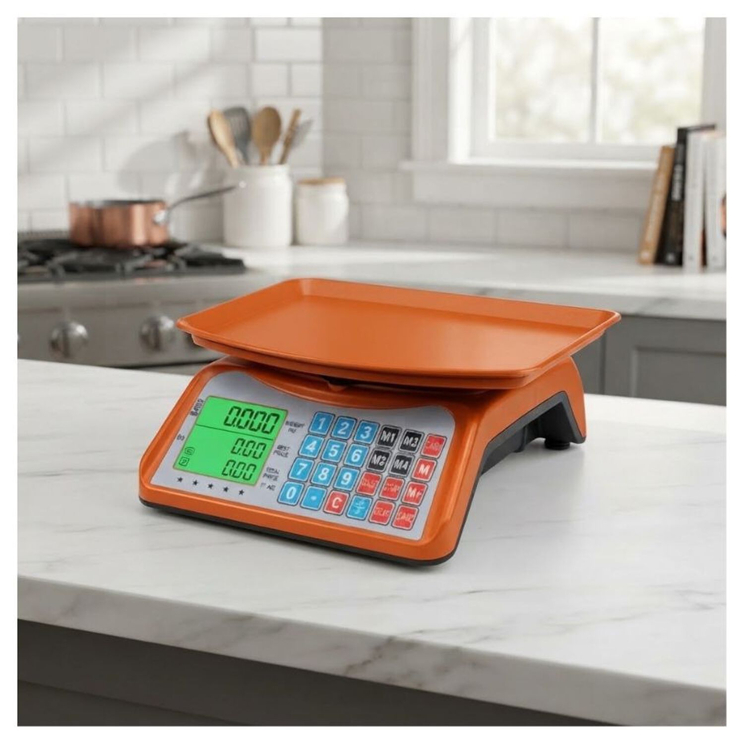 Balanza Digital Comercial 40kg Recargable Con Pantalla Lcd Naranja image number 1.0