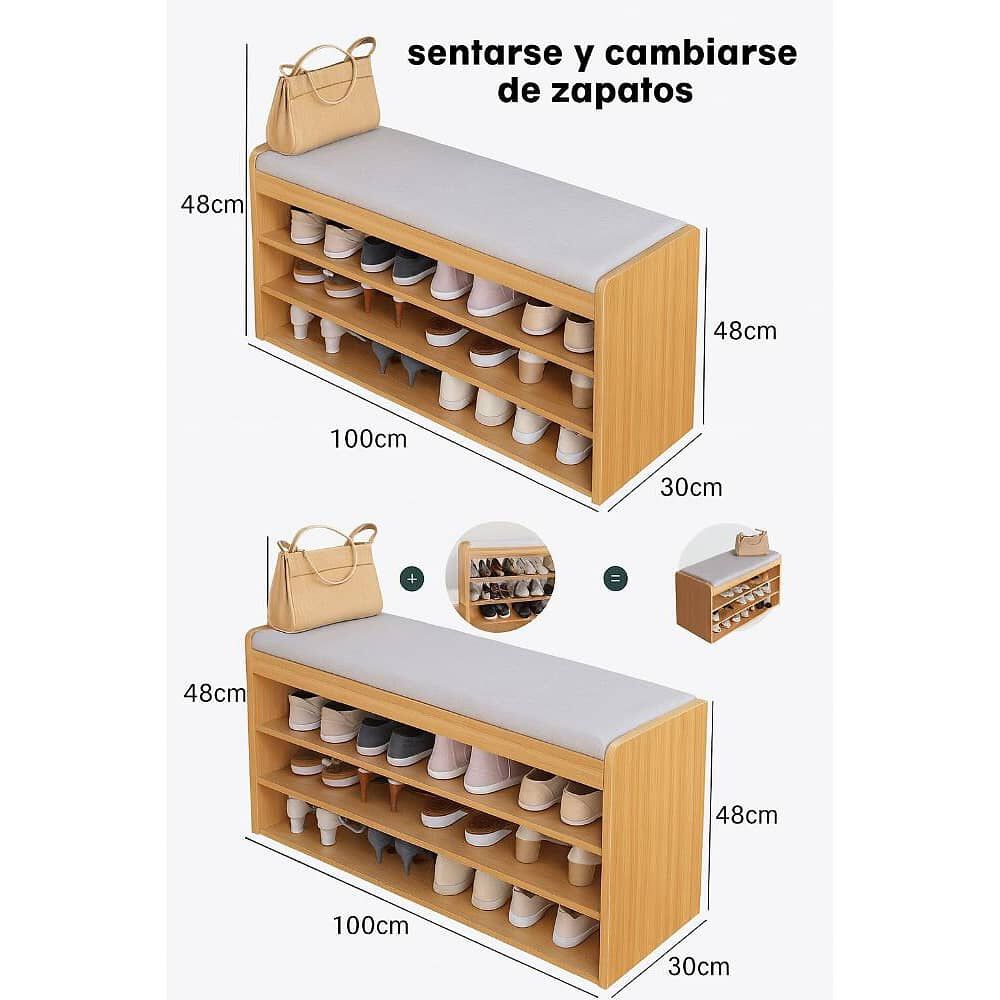 Banco Zapatero 3 Niveles Con Coj&iacute;n Y Almacenamiento Oculto image number 2.0