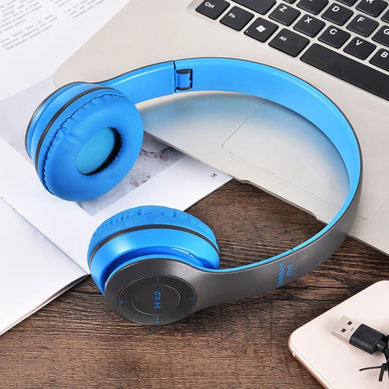 Aud&iacute;fonos Bluetooth Inalambricos On Ear Grandes P47 Micro Sd Recargable Usb image number 4.0