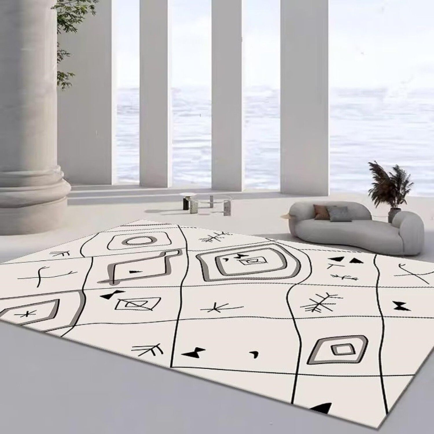 Alfombra Peluda Antideslizante 122x81cm Dise&ntilde;o Moderno image number 1.0