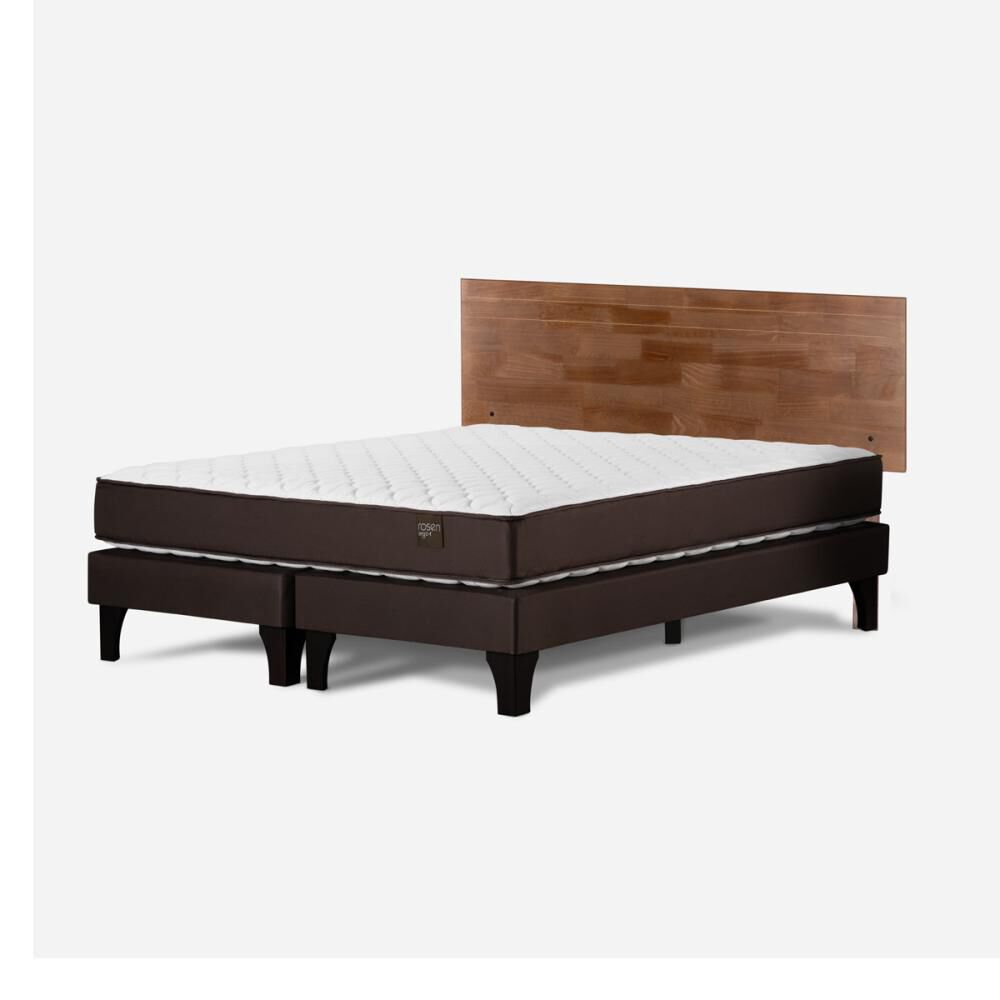Cama Europea Rosen Ergo T / 2 Plazas / Base Dividida + Respaldo Tabor Caramelo image number 2.0