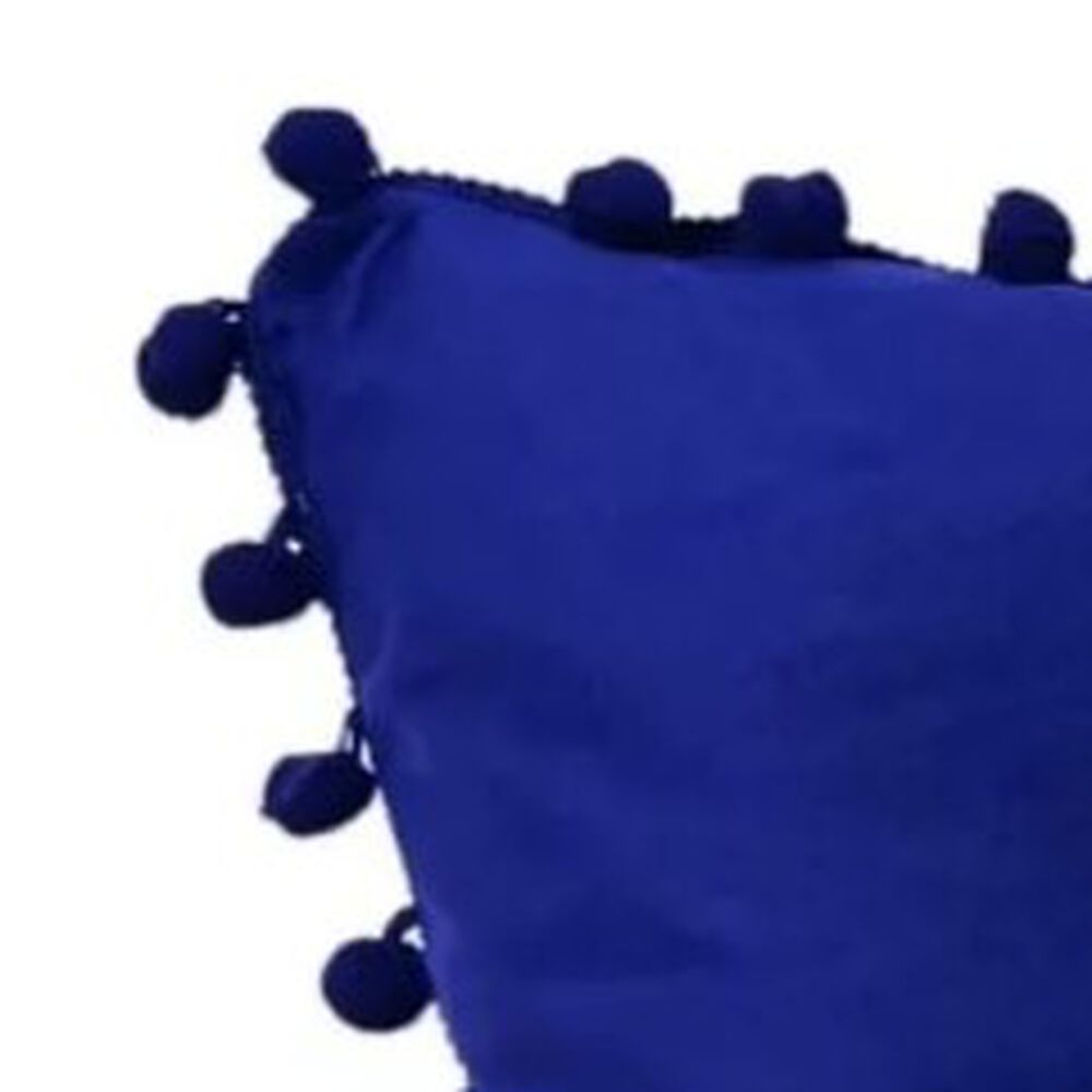Funda De Cojines Con Pompones. Medida 45x45. Terciopelo. Azul image number 2.0
