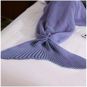 Manta En Forma De Cola De Sirena De Lana Tejida 180 X 90 Lila