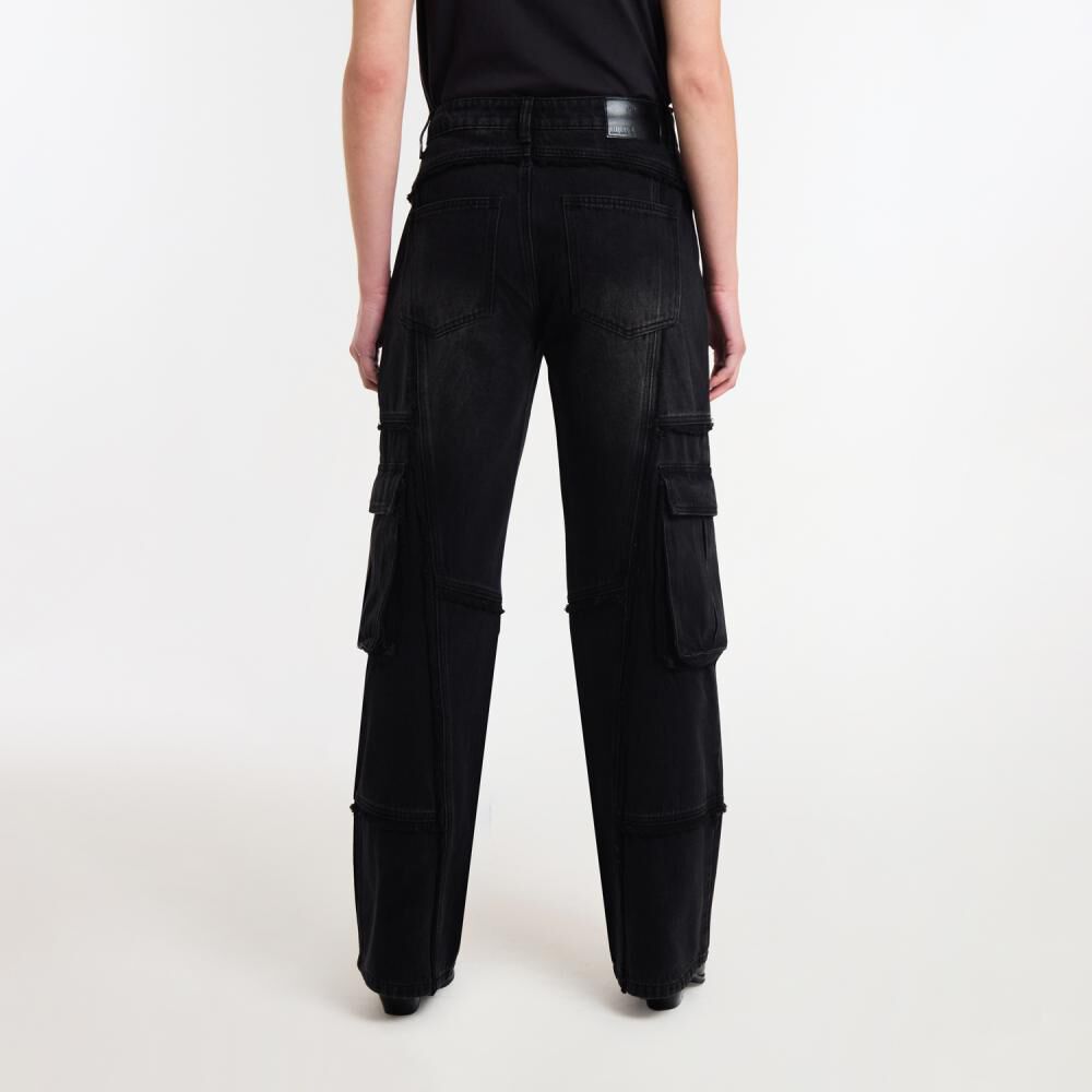 Jeans Flecos Destroyed Tiro Medio Cargo Mujer Rolly Go image number 3.0