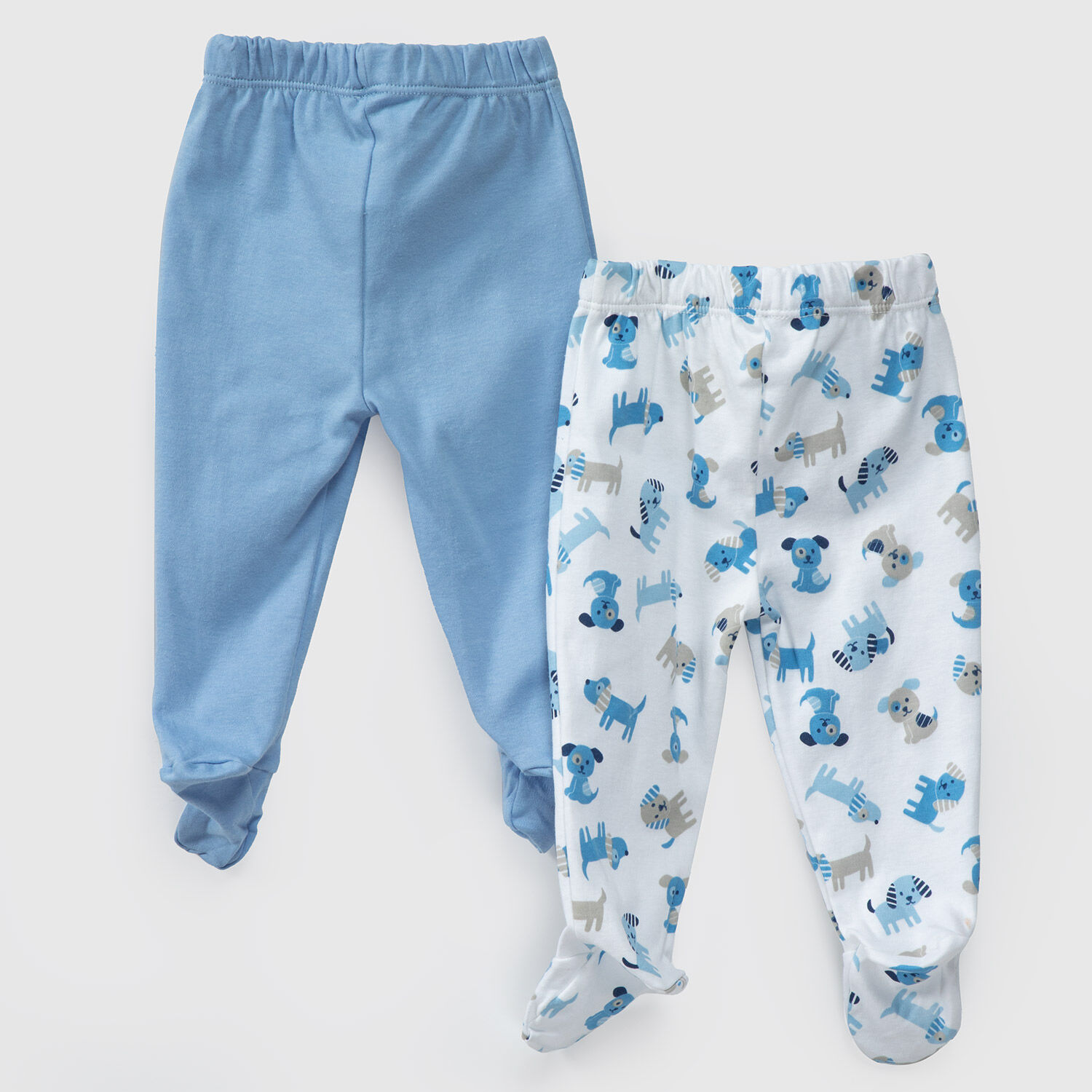 Pack Pantalones Blanco Celeste Perritos Algod&oacute;n Peruano image number 1.0