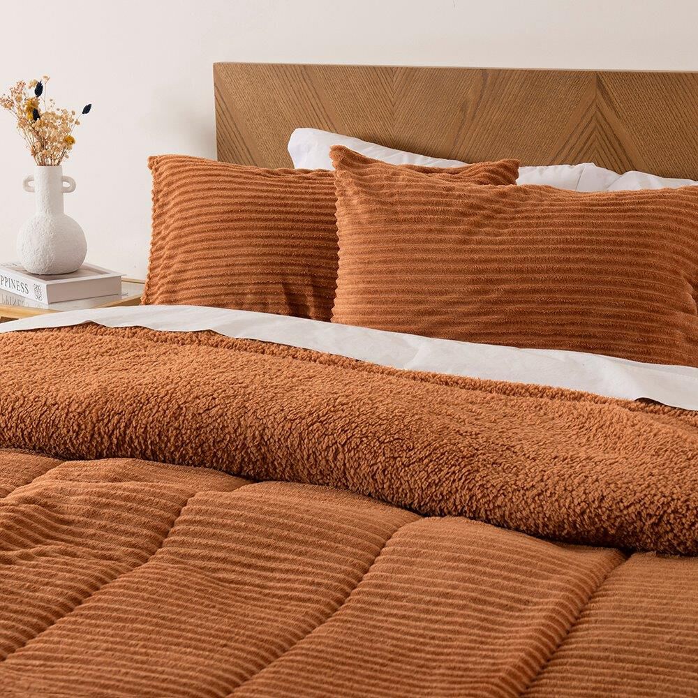 Plumon Corduroy Coral Sherpa 2 Plazas Terra image number 2.0