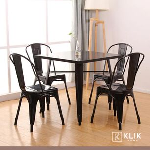 Comedor Mesa Tolix 80x80cm + 4 Sillas Tolix Negras