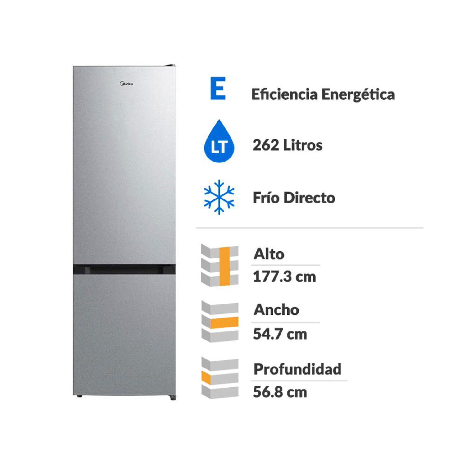 Refrigerador Bottom Freezer Midea MDRB369FGE50 / Fr&iacute;o Directo / 262 Litros / E image number 1.0