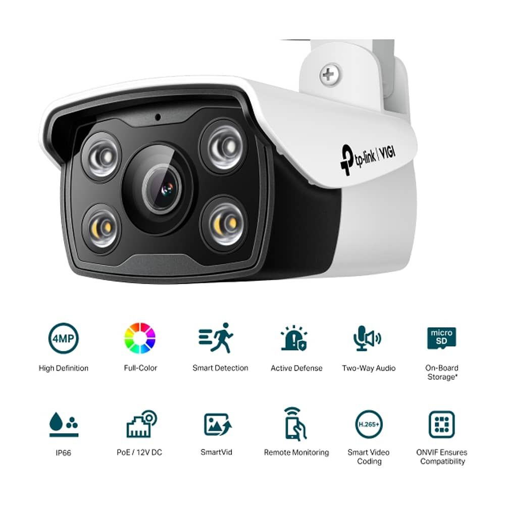 C&aacute;mara De Red Tipo Bala Tp-link Vigi C340 Vigi De 4 Mp Hd A Todo Color Para Exteriores | C&aacute;mara De Seguridad Cctv Con Cable | Ir Inteligente | Resist image number 1.0