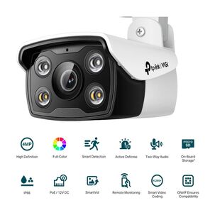 C&aacute;mara De Red Tipo Bala Tp-link Vigi C340 Vigi De 4 Mp Hd A Todo Color Para Exteriores | C&aacute;mara De Seguridad Cctv Con Cable | Ir Inteligente | Resist