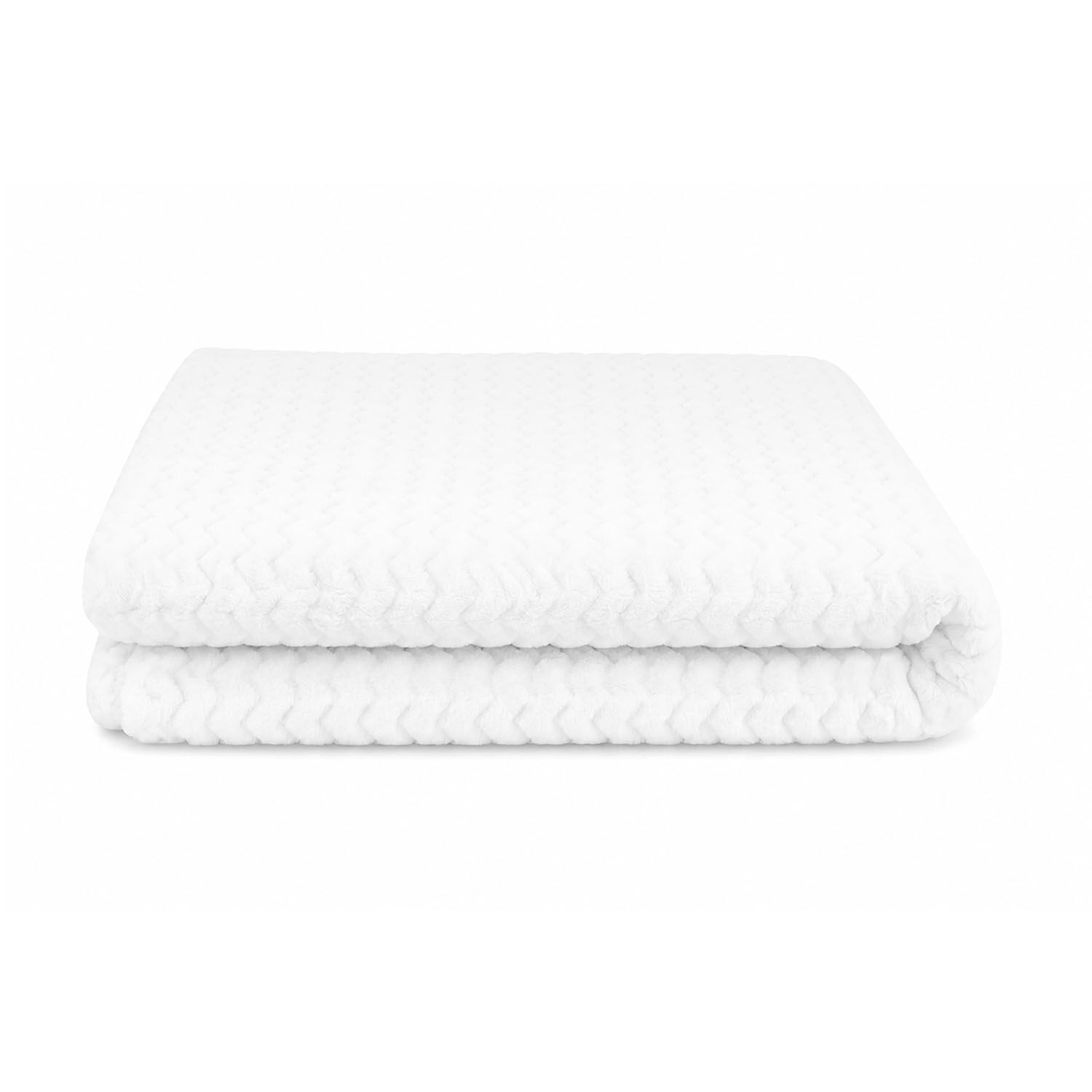 Manta De Cama Nautica Home Jacquard Franela Suave 127x178cm Blanca image number 2.0