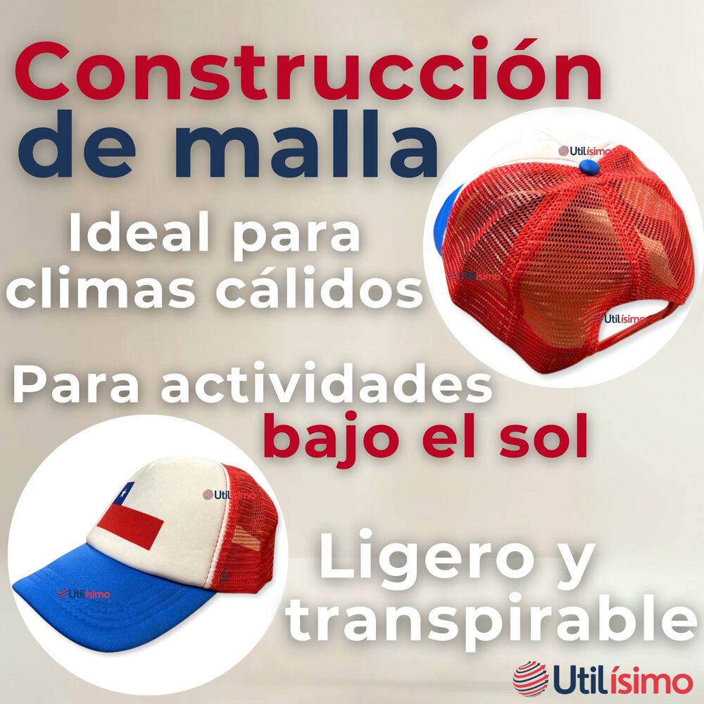 Gorro Jockey Talla Única Ajustable Malla Poliéster Estampado Chileno image number 4.0