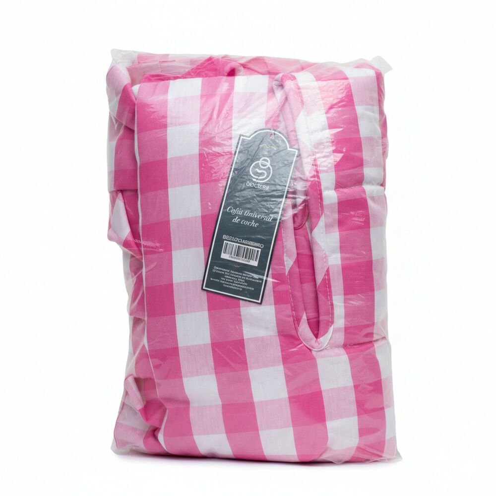 Coj&iacute;n Universal Coche Paseo Dise&ntilde;o Cuadros Rosado 40 X 80 Cm image number 3.0