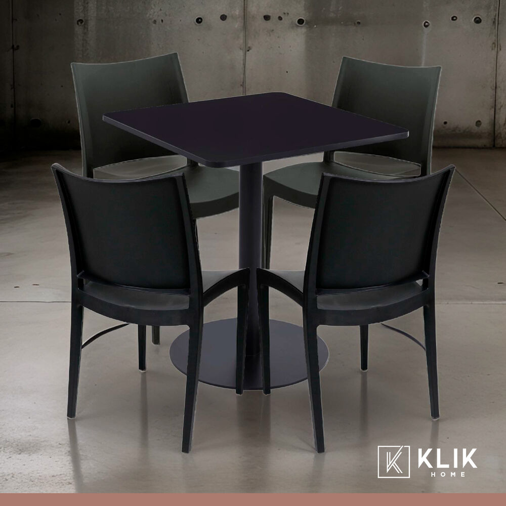 Mesa Restaurant 70x70 Tubo Metal Cubierta Mdf + 4 Sillas Restaurante - Negra image number 1.0