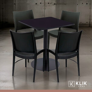 Mesa Restaurant 70x70 Tubo Metal Cubierta Mdf + 4 Sillas Restaurante - Negra