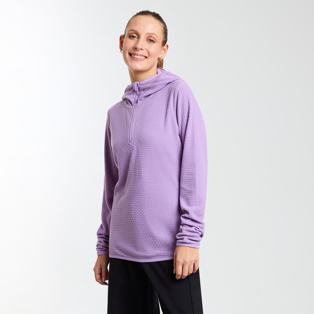 Polerón Deportivo Waffle Cuello Alto Con Capucha Mujer Wetland image number 2.0