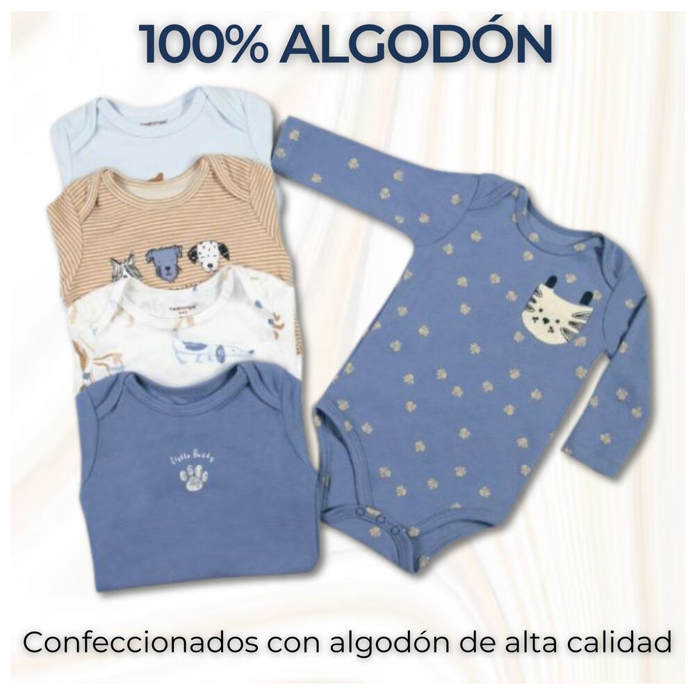 Pack 5 Bodys Ni&ntilde;o Manga Larga Tedmimak 100% Algod&oacute;n Dogs & Cats image number 1.0